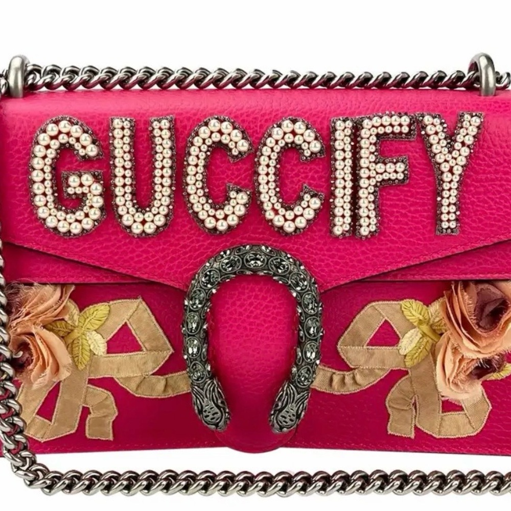 Gucci Hot Pink Embellished Crossbody Bag